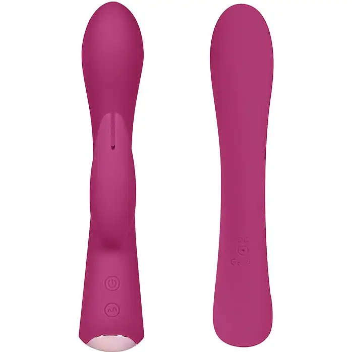 Бордовый вибромассажер-кролик 5 Silicone Bunny Love - 19,1 см. Фотография 3.