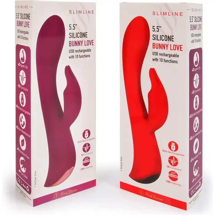 Бордовый вибромассажер-кролик 5 Silicone Bunny Love - 19,1 см. Фотография 5.