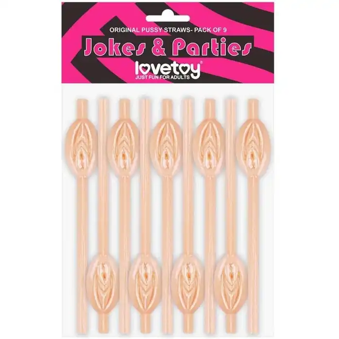 Телесные трубочки для напитков в виде вагины Pussy Straws - 9 шт