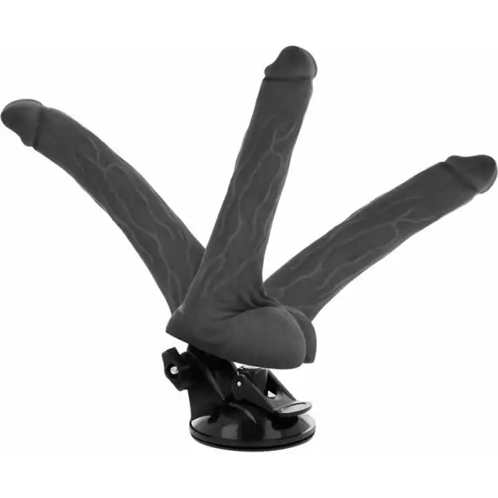 Черный вибратор на мощной присоске Basecock Realistic Vibrator Remote Control - 18,5 см. Фотография 4.