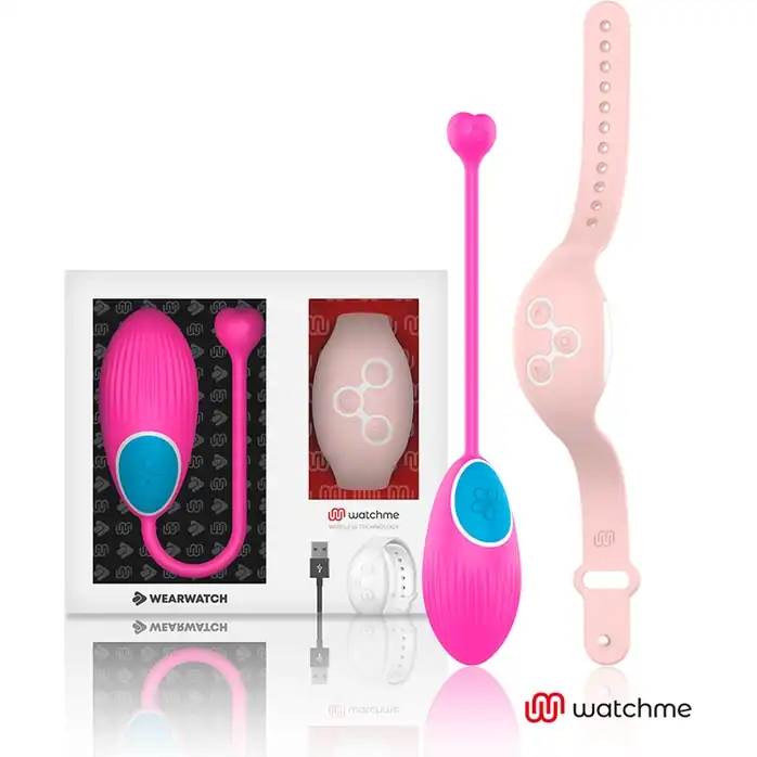 Розовое виброяйцо с нежно-розовым пультом-часами Wearwatch Egg Wireless Watchme. Фотография 4.