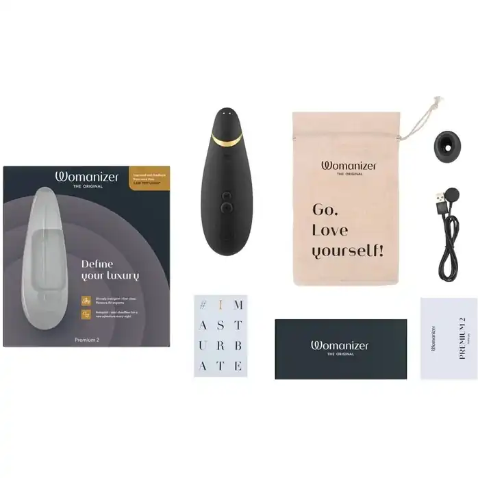 Черный клиторальный стимулятор Womanizer Premium 2. Фотография 5.