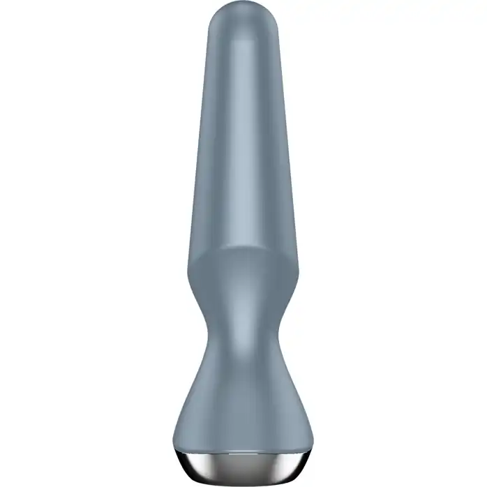 Серая анальная пробка с вибрацией Satisfyer Plug-ilicious 2 - 14 см. Фотография 3.