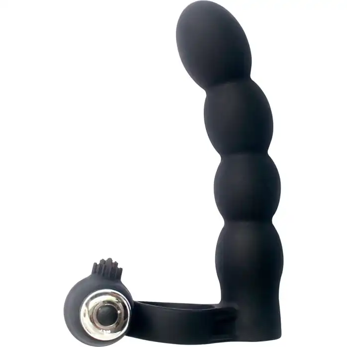 Черная вибронасадка для двойного проникновения Double Penetration Beads. Фотография 6.