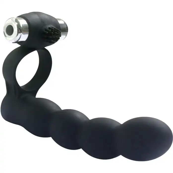 Черная вибронасадка для двойного проникновения Double Penetration Beads