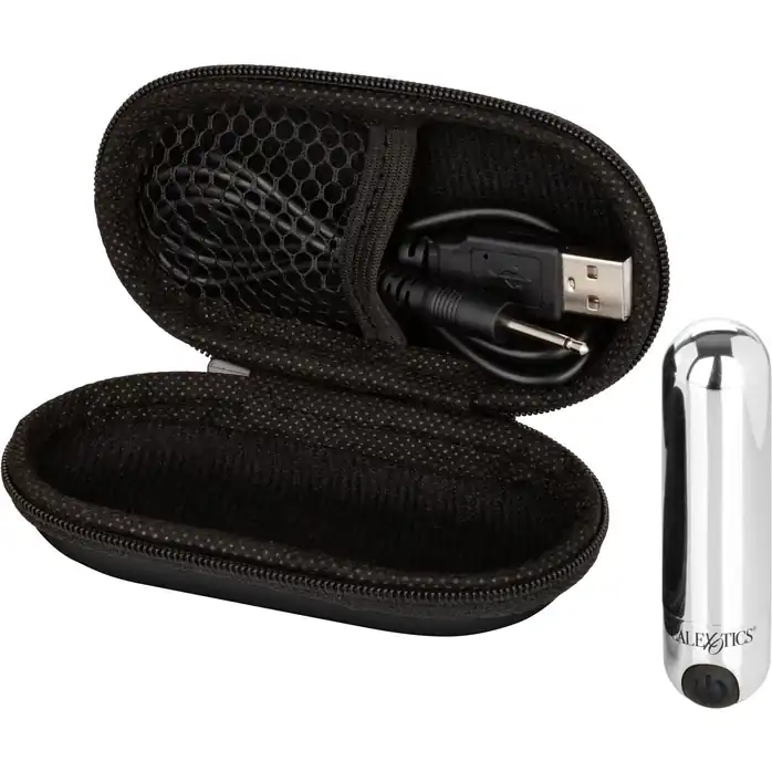 Серебристая перезаряжаемая вибропуля Rechargeable Hideaway Bullet - 7,5 см. Фотография 5.