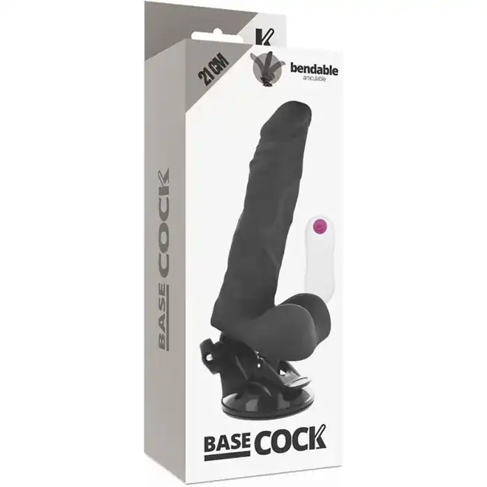 Черный вибратор на мощной присоске Basecock Realistic Vibrator Remote Control - 21 см. Фотография 3.