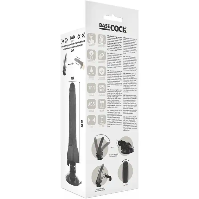 Черный вибромассажер на мощной присоске Basecock Realistic Vibrator - 20 см. Фотография 4.