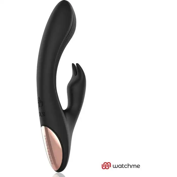 Черно-золотой вибратор-кролик с пультом-часами Anne s Desire Rabbit Vibe Wireless Watchme - 20,5 см. Фотография 7.