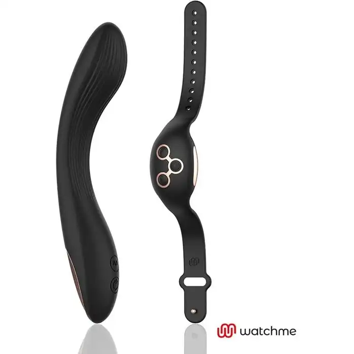 Черно-золотой вибратор с пультом-часами Anne s Desire Curve G-Spot Vibe Wireless Watchme - 20,5 см