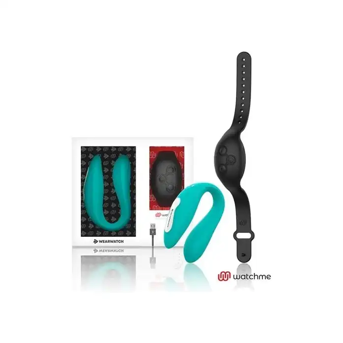 Зеленый вибратор для пар с черным пультом-часами Weatwatch Dual Pleasure Vibe. Фотография 2.