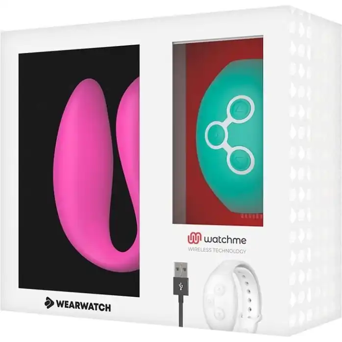 Розовый вибратор для пар с зеленым пультом-часами Weatwatch Dual Pleasure Vibe. Фотография 3.