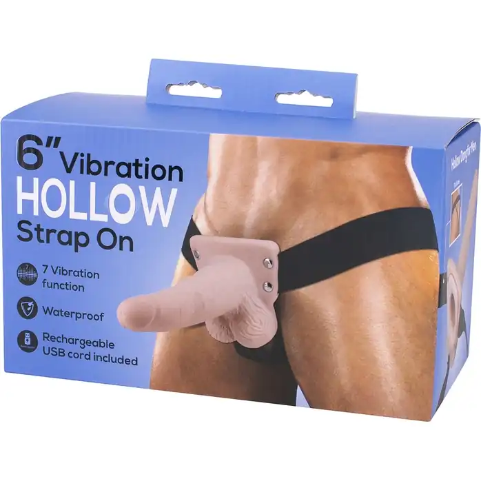 Полый страпон с вибрацией 6″ Vibration Hollow Strap-on - 17 см. Фотография 2.
