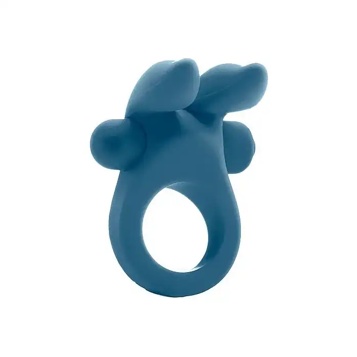 Синее эрекционное виброкольцо Bunny Silicone Cockring With Stimulating Ears - Mjuze