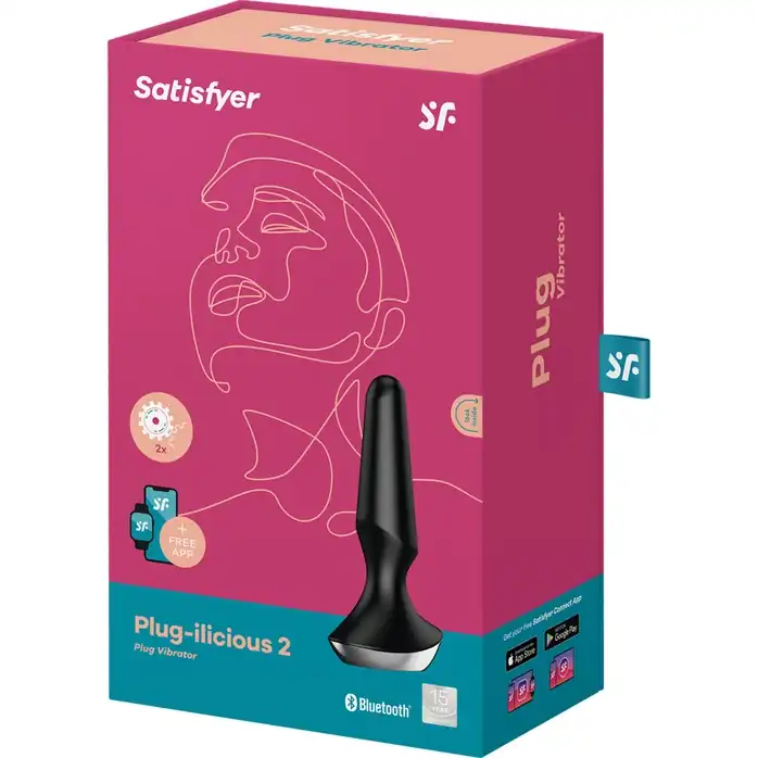 Черная анальная пробка с вибрацией Satisfyer Plug-ilicious 2 - 14 см. Фотография 5.