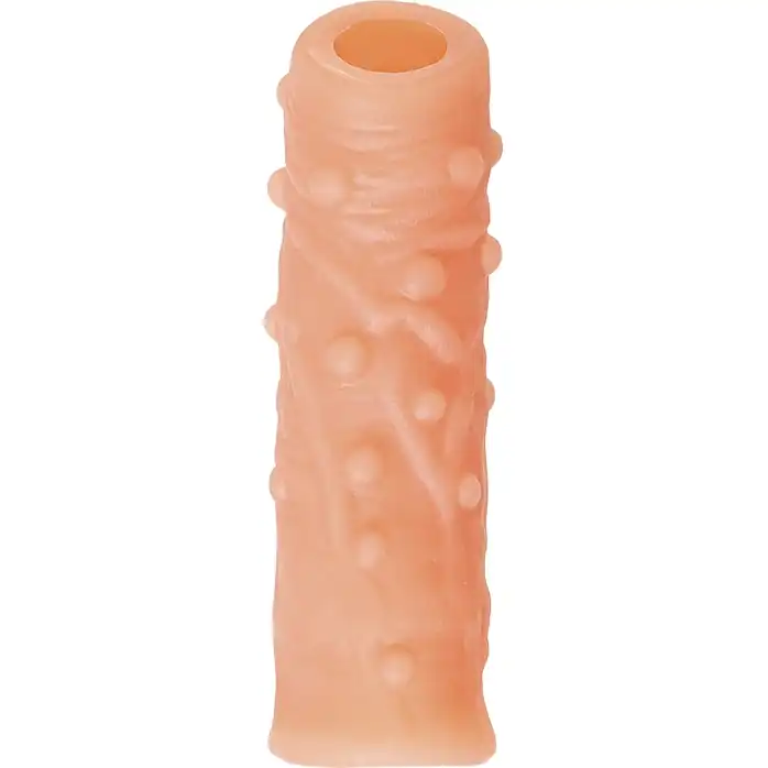 Телесная насадка с пупырышками и открытой головкой Nude Sleeve S - 10 см. Фотография 4.