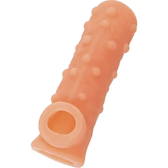 Телесная насадка с пупырышками и открытой головкой Nude Sleeve S - 10 см. Фотография 5.