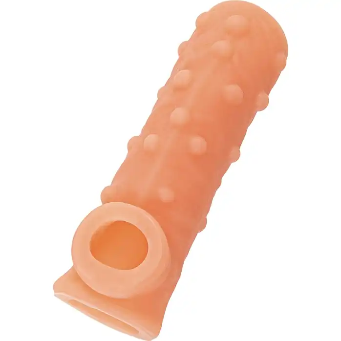 Телесная насадка с пупырышками и открытой головкой Nude Sleeve S - 10 см
