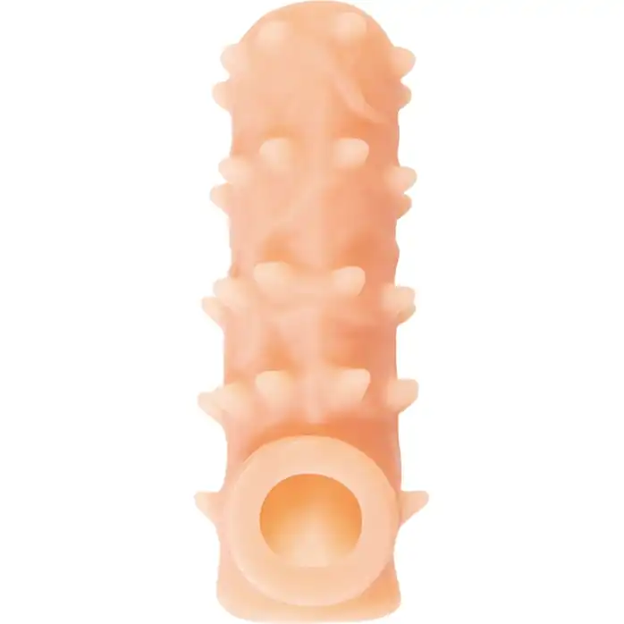 Телесная насадка с шипами и открытой головкой Nude Sleeve S - 10 см. Фотография 4.