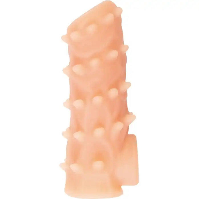 Телесная насадка с шипами и открытой головкой Nude Sleeve S - 10 см. Фотография 5.