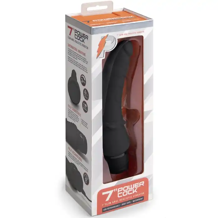 Черный анальный вибратор 7 Slim Anal Realistic Vibrator - 20 см. Фотография 4.