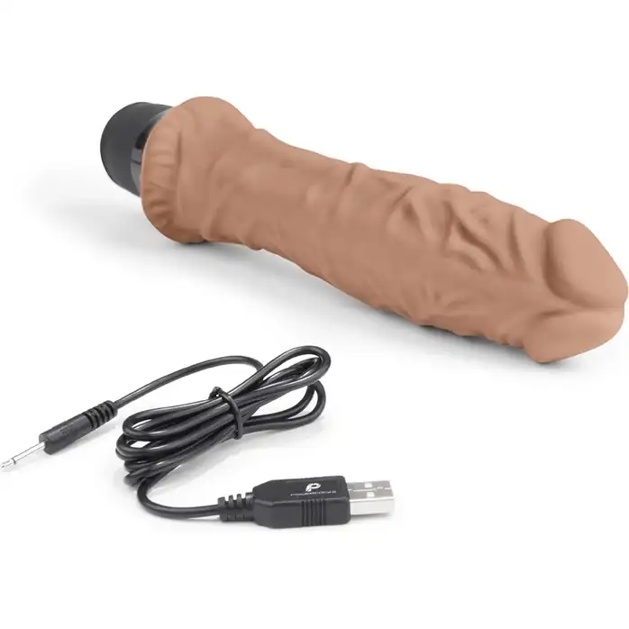 Кофейный вибратор-реалистик 8 Girthy Realistic Vibrator - 24,5 см. Фотография 3.