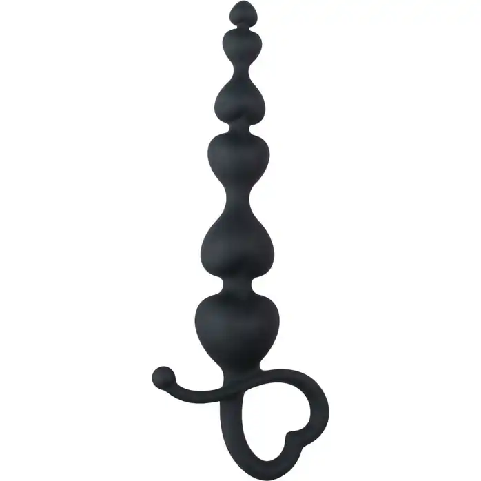 Черные анальные бусы Heart Lover - 18,5 см - Anal Collection