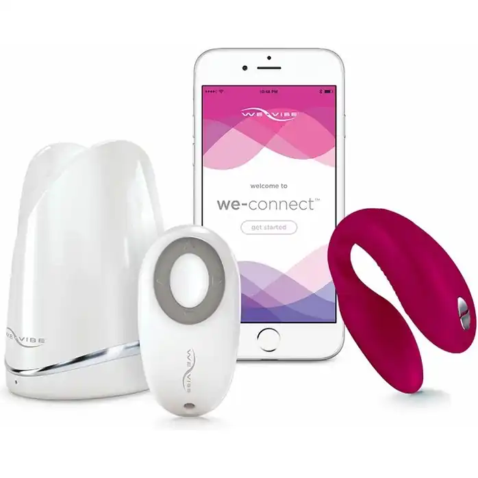 Ярко-розовый вибратор для пар We-Vibe Sync. Фотография 6.