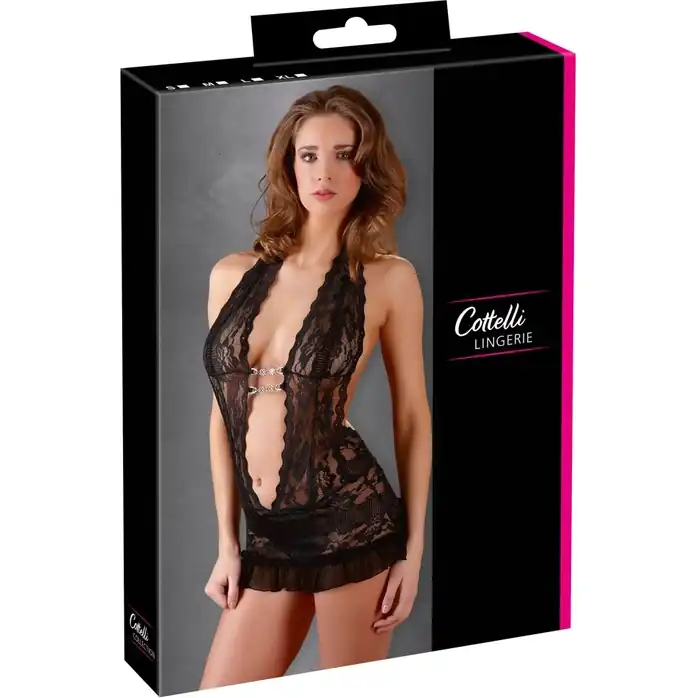 Эффектное кружевное боди с украшением на груди - Cottelli Collection. Фотография 5.