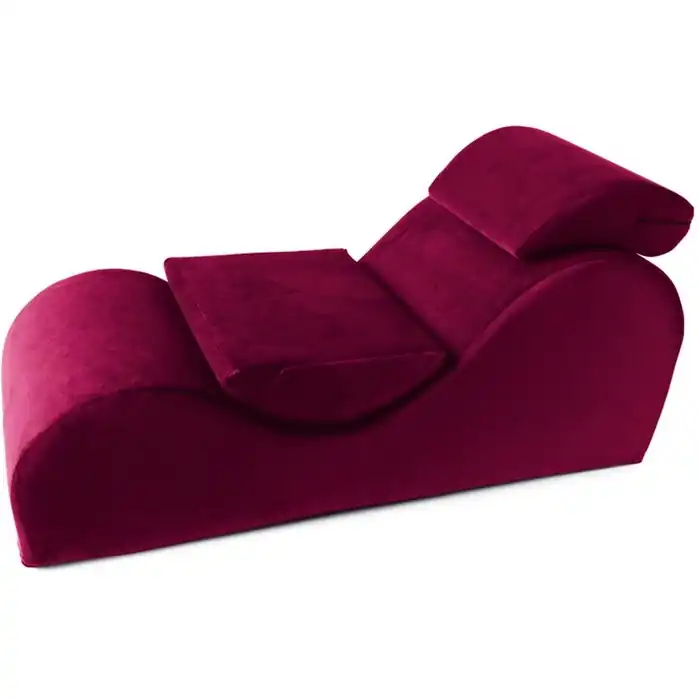 Бордовое вельветовое кресло для любви Liberator Esse Sex Chair. Фотография 4.