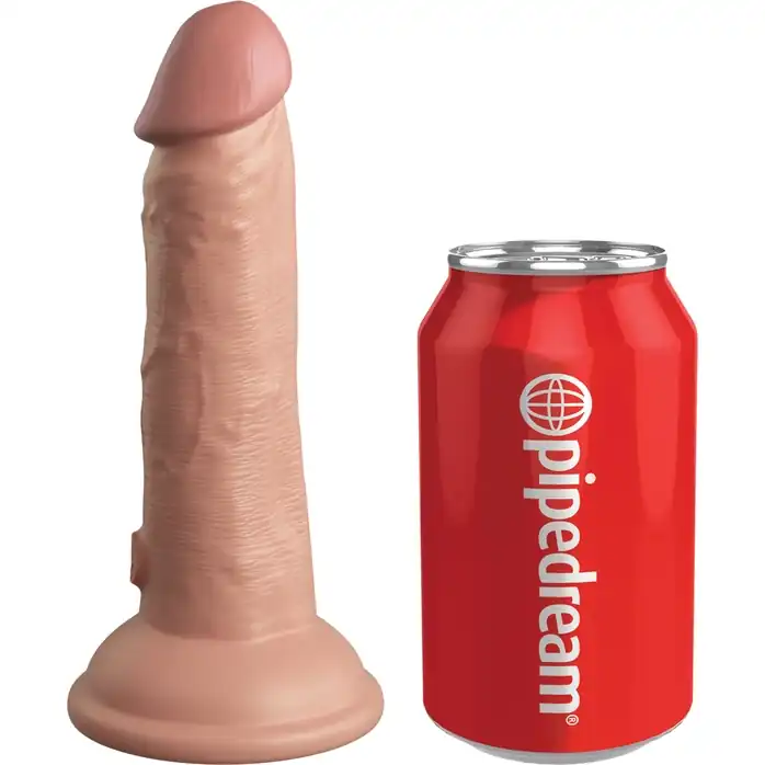 Телесный вибратор-реалистик на присоске 6 Vibrating Silicone Dual Density Cock - 17,8 см - King Cock Elite. Фотография 3.