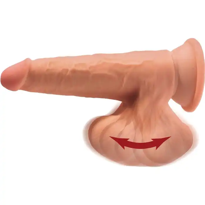 Кофейный фаллоимитатор на присоске 7 Triple Density с подвижной мошонкой - 17,8 см - King Cock Plus. Фотография 6.