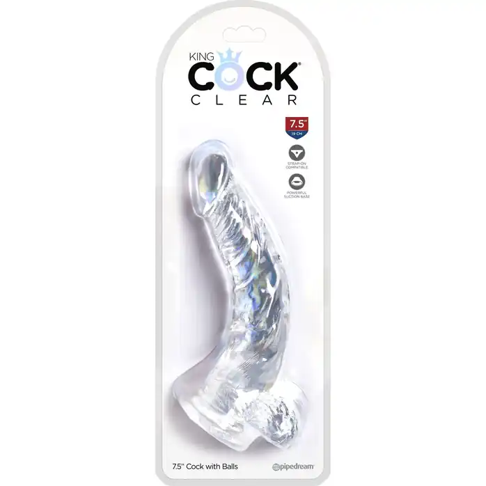 Прозрачный фаллоимитатор 7.5 Cock with Balls - 21,6 см - King Cock Clear. Фотография 4.