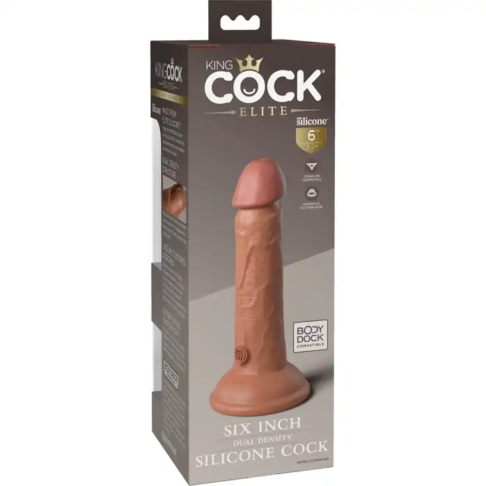 Кофейный фаллоимитатор 6 Silicone Dual Density Cock - 17 см - King Cock Elite. Фотография 6.