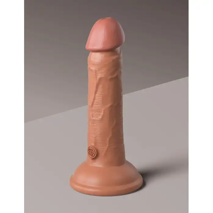 Кофейный фаллоимитатор 6 Silicone Dual Density Cock - 17 см - King Cock Elite. Фотография 7.