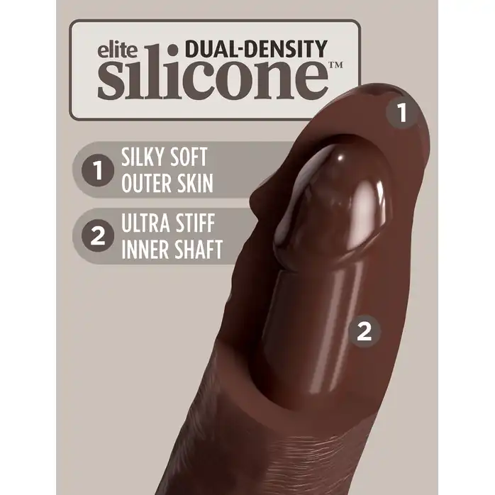Коричневый фаллоимитатор 7 Silicone Dual Density Cock - 21 см - King Cock Elite. Фотография 4.