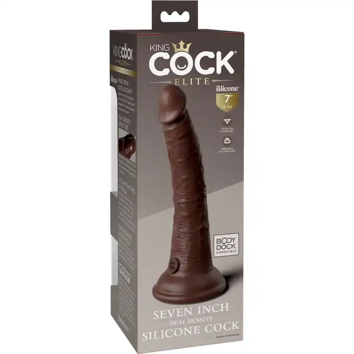 Коричневый фаллоимитатор 7 Silicone Dual Density Cock - 21 см - King Cock Elite. Фотография 6.