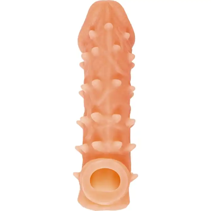 Телесная закрытая насадка с пупырышками Cock Sleeve 005 Size S - 13,8 см. Фотография 3.