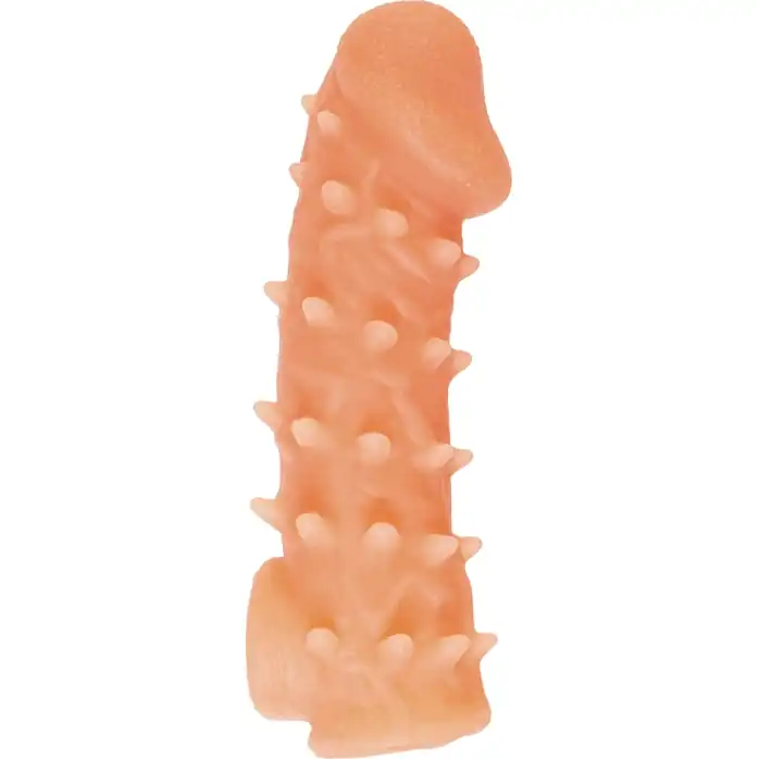Телесная закрытая насадка с пупырышками Cock Sleeve 005 Size S - 13,8 см. Фотография 4.