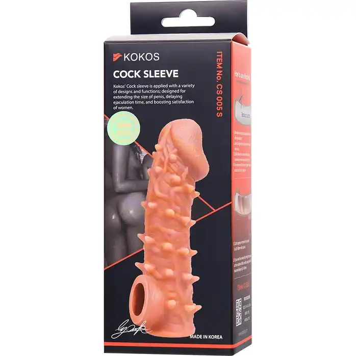 Телесная закрытая насадка с пупырышками Cock Sleeve 005 Size S - 13,8 см. Фотография 8.
