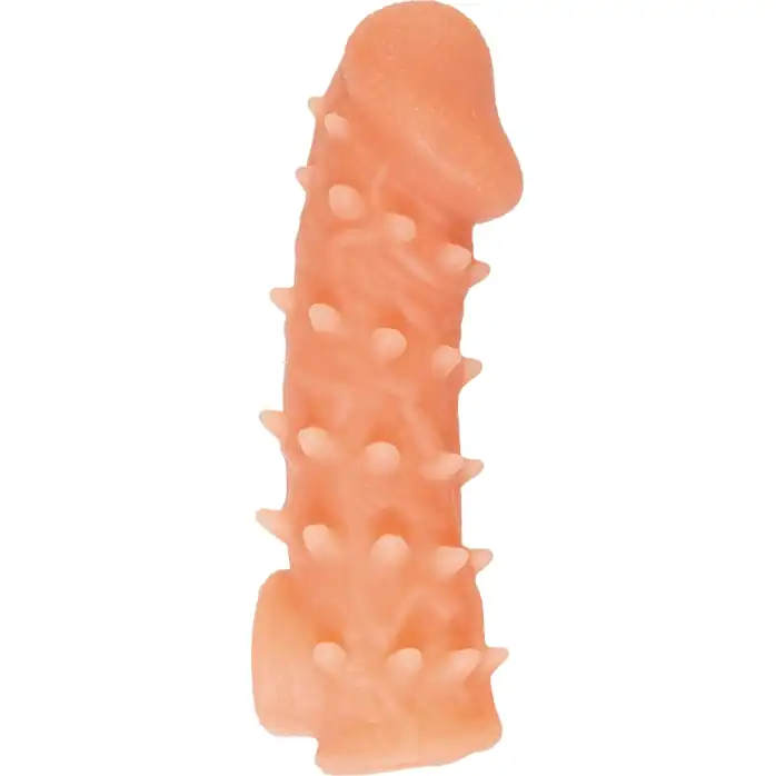 Телесная закрытая насадка с пупырышками Cock Sleeve 005 Size M - 15,6 см. Фотография 4.