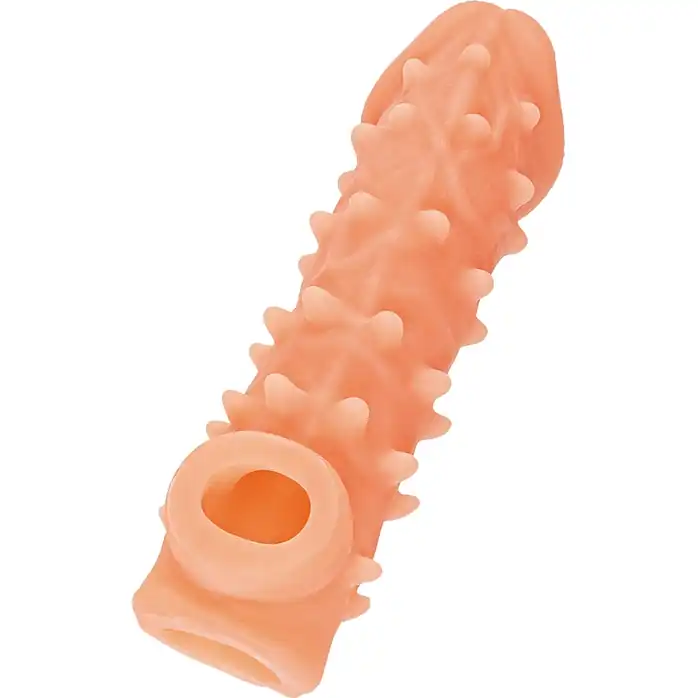 Телесная закрытая насадка с пупырышками Cock Sleeve 005 Size M - 15,6 см