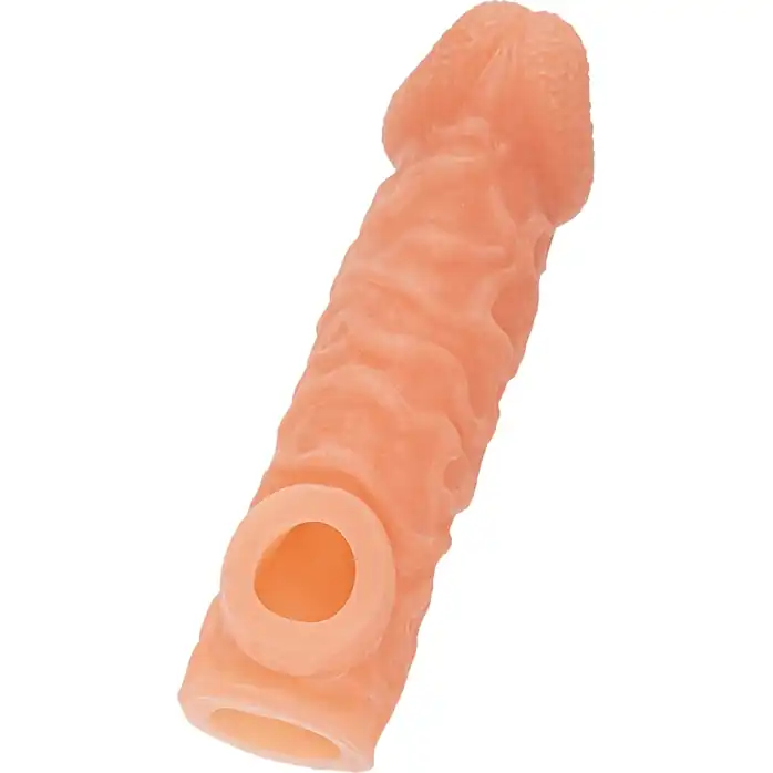 Телесная закрытая насадка с шершавой головкой Cock Sleeve 007 Size L - 17,6 см