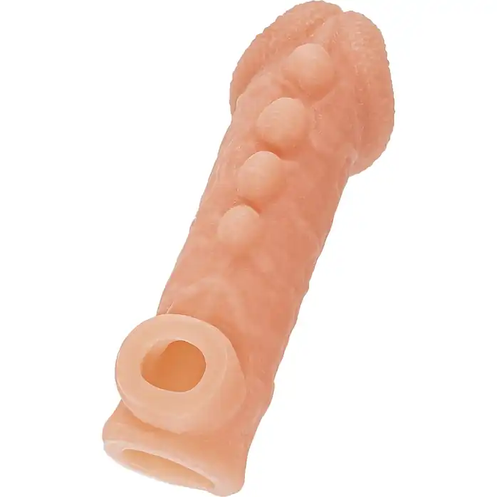Телесная закрытая насадка с шишечками Cock Sleeve 008 Size M - 15,6 см