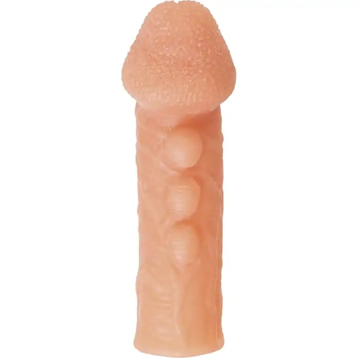 Телесная закрытая насадка с шишечками Cock Sleeve 008 Size L - 17,6 см. Фотография 3.