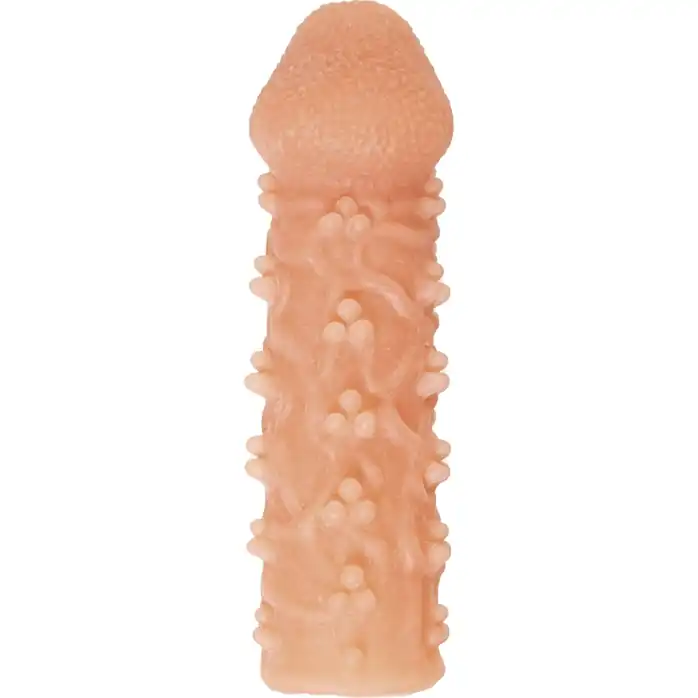 Телесная закрытая насадка с пучками шишечек Cock Sleeve 009 Size M - 15,6 см. Фотография 3.