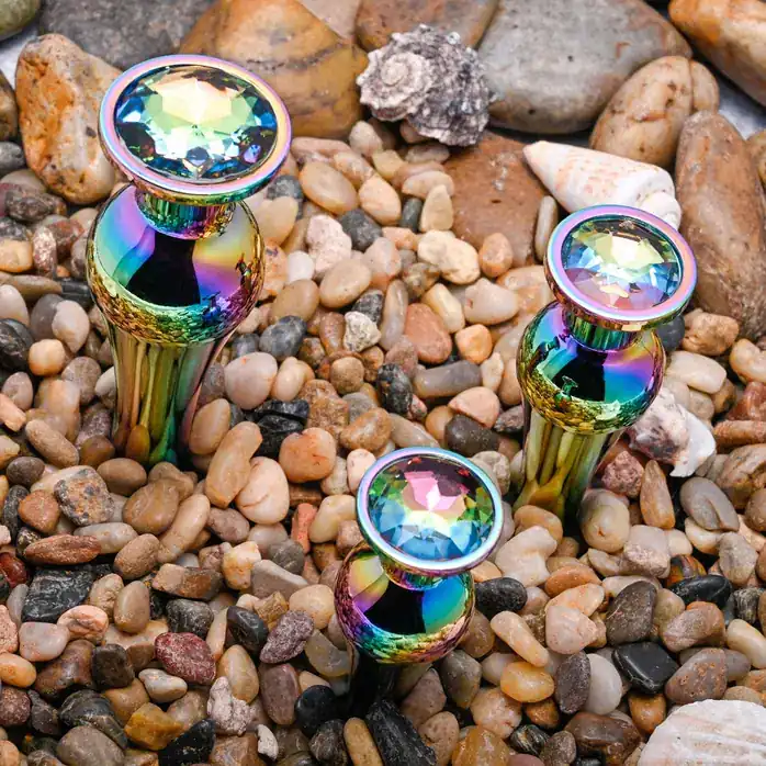 Набор из 3 радужных анальных пробок Rainbow Metal Plug Set. Фотография 10.