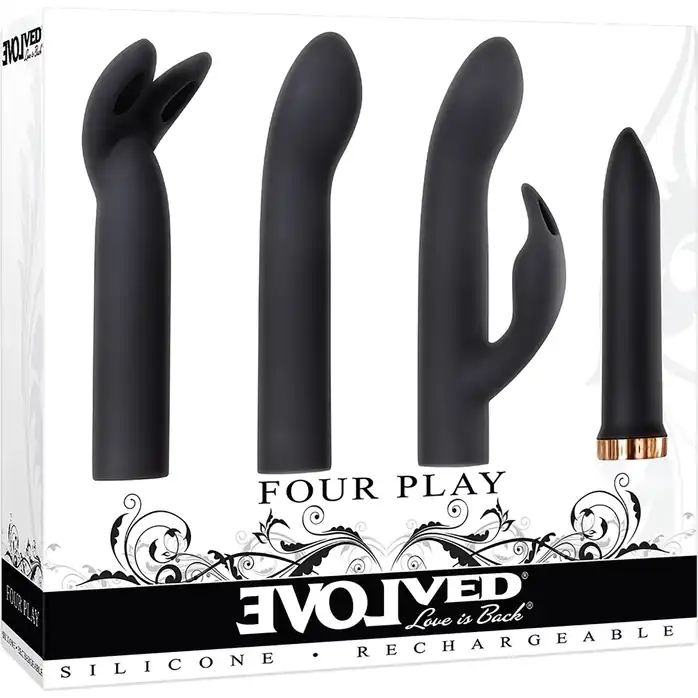 Набор из вибропули и 3 сменных насадок Four Play. Фотография 2.