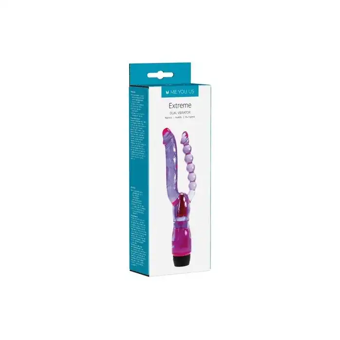 Фиолетовый анально-вагинальный вибратор Extreme Dual Vibrator - 25 см. Фотография 2.