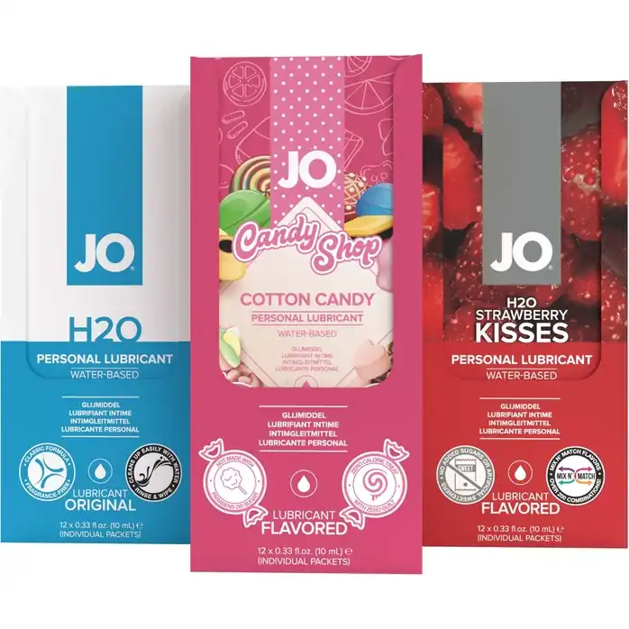 Смазка на водной основе с ароматом малинового щербета JO Flavored Raspberry Sorbet - 12 саше по 10 мл - JO H2O Flavors. Фотография 3.